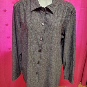 #217 Chico's Grey Button-Down Jacket Shirt Size 3 (16)